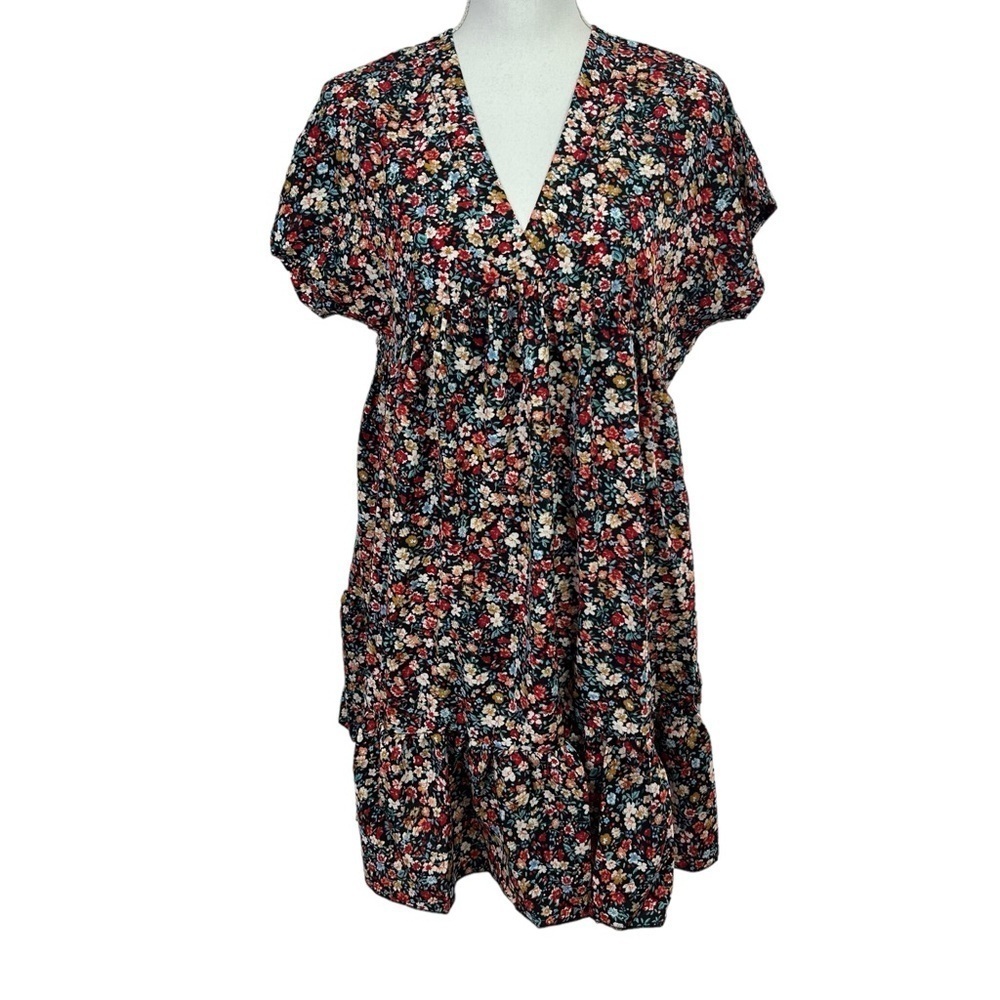 SHEIN Emery Rose Women’s Babydoll Dress Small Multi Color Floral Bottom Ruffle